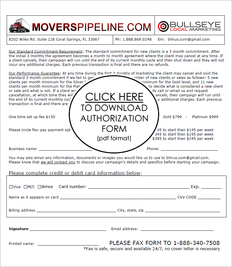 MoversPipeline.com Sign Up Form